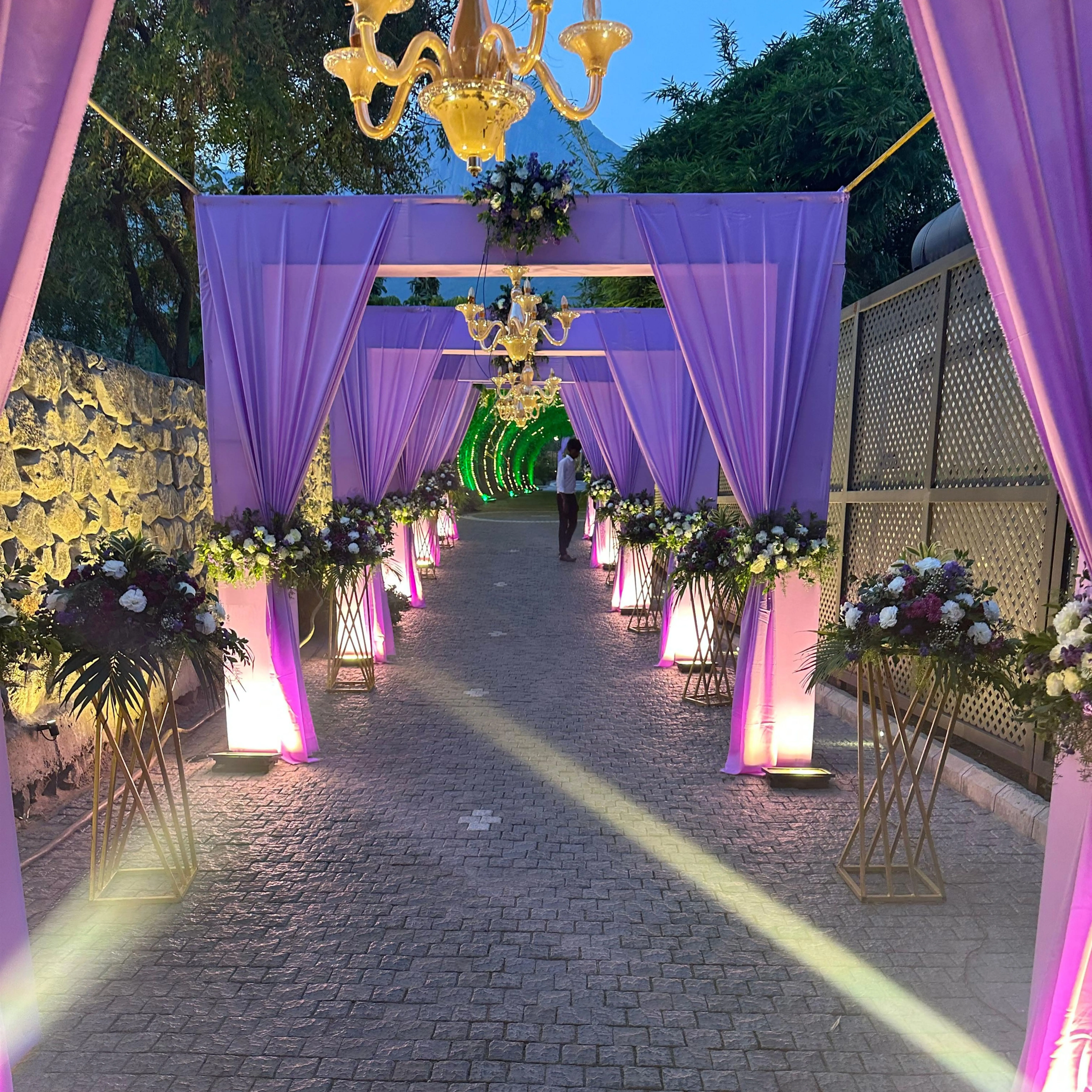 Floral arch walkway outdoor
